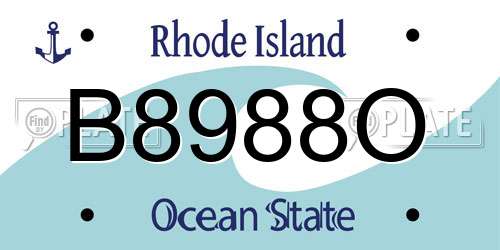 B8988O Rhode Island License Plate
