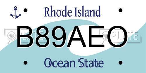 B89AEO Rhode Island License Plate