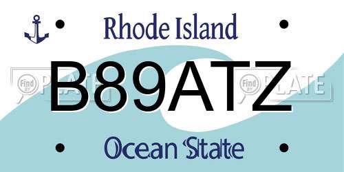 B89ATZ Rhode Island License Plate