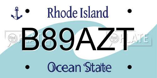 B89AZT Rhode Island License Plate