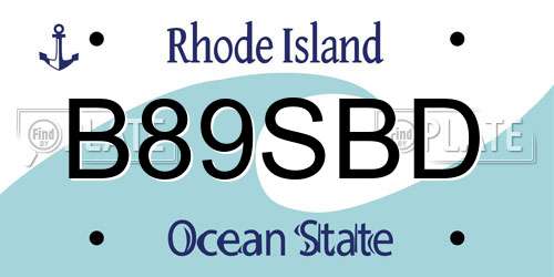 B89SBD Rhode Island License Plate