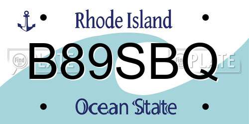 B89SBQ Rhode Island License Plate