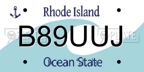 B89UUJ Rhode Island License Plate