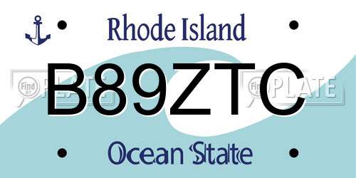 B89ZTC Rhode Island License Plate
