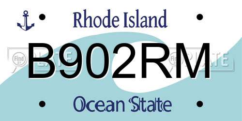 B902RM Rhode Island License Plate