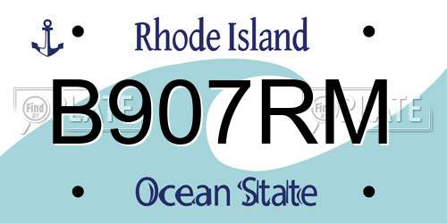 B907RM Rhode Island License Plate