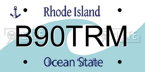 B90TRM Rhode Island License Plate