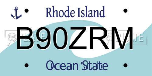 B90ZRM Rhode Island License Plate