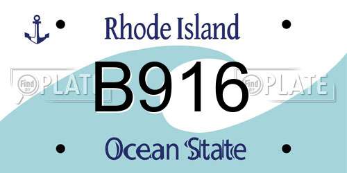 B916 Rhode Island License Plate