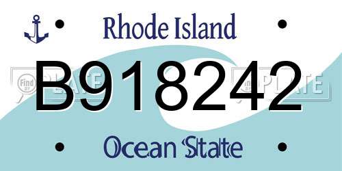 B918242 Rhode Island License Plate