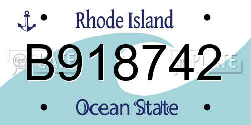 B918742 Rhode Island License Plate