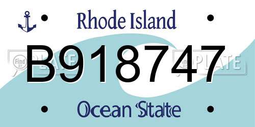 B918747 Rhode Island License Plate