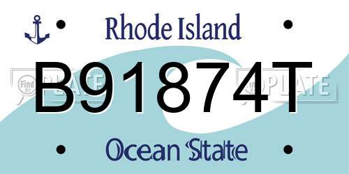 B91874T Rhode Island License Plate