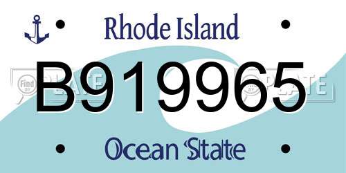 B919965 Rhode Island License Plate