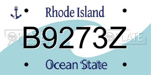 B9273Z Rhode Island License Plate