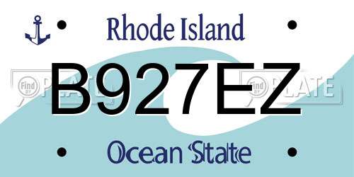B927EZ Rhode Island License Plate