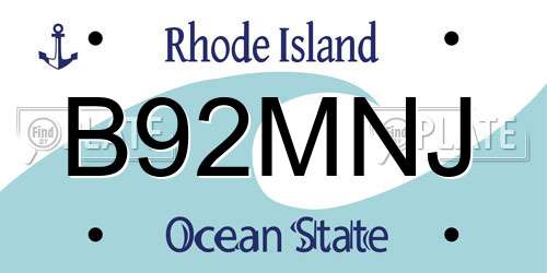 B92MNJ Rhode Island License Plate