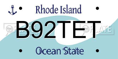 B92TET Rhode Island License Plate