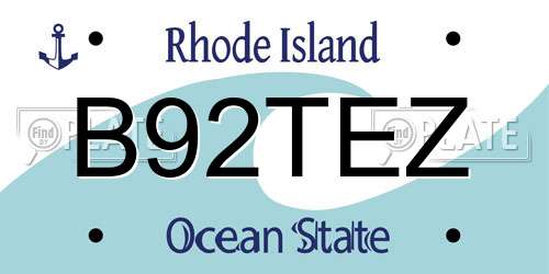 B92TEZ Rhode Island License Plate