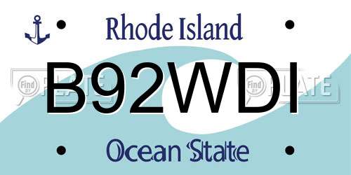 B92WDI Rhode Island License Plate