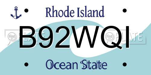 B92WQI Rhode Island License Plate