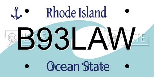 B93LAW Rhode Island License Plate