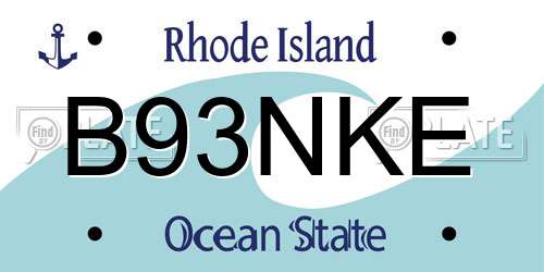 B93NKE Rhode Island License Plate
