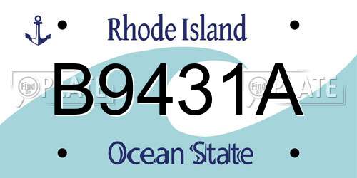 B9431A Rhode Island License Plate