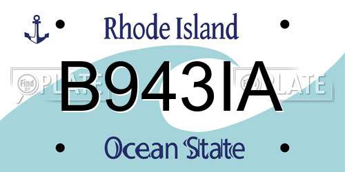 B943IA Rhode Island License Plate