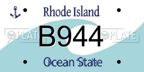 B944 Rhode Island License Plate