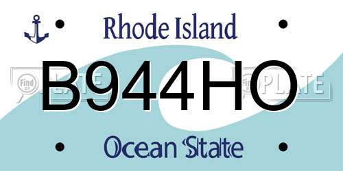 B944HO Rhode Island License Plate