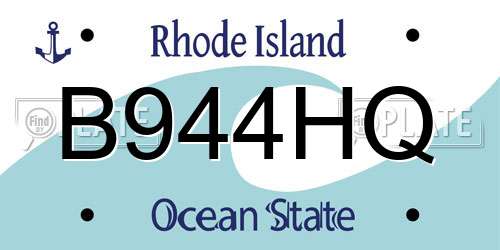 B944HQ Rhode Island License Plate