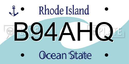 B94AHQ Rhode Island License Plate