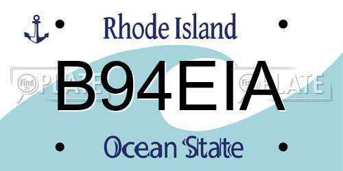B94EIA Rhode Island License Plate