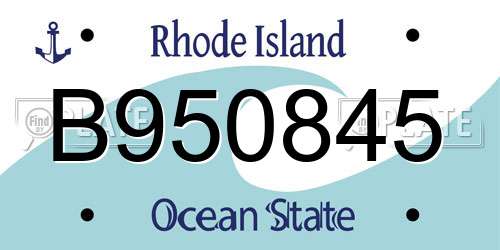 B950845 Rhode Island License Plate
