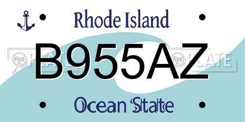 B955AZ Rhode Island License Plate