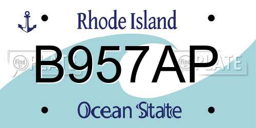 B957AP Rhode Island License Plate