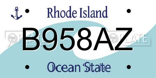 B958AZ Rhode Island License Plate