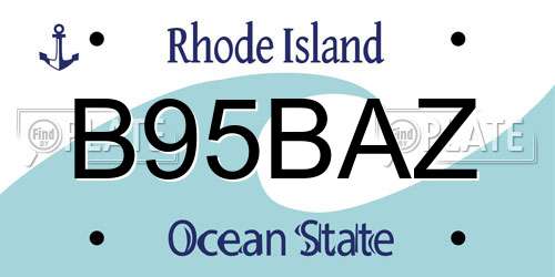 B95BAZ Rhode Island License Plate