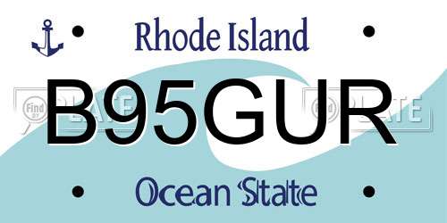 B95GUR Rhode Island License Plate