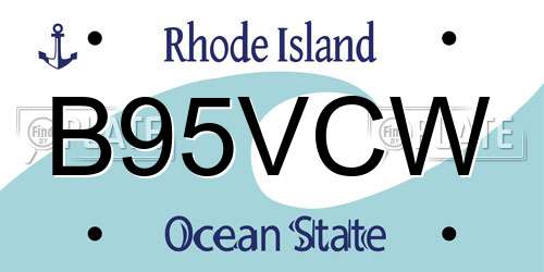 B95VCW Rhode Island License Plate