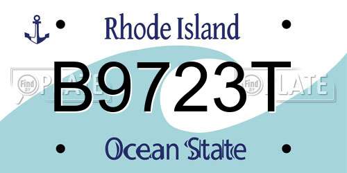 B9723T Rhode Island License Plate