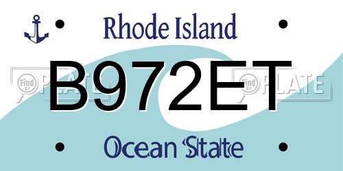 B972ET Rhode Island License Plate