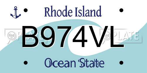 B974VL Rhode Island License Plate