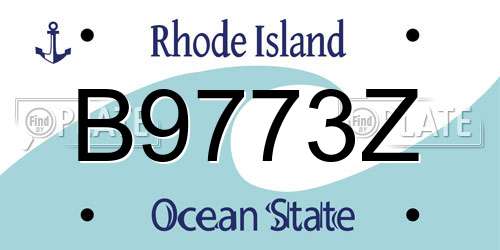 B9773Z Rhode Island License Plate