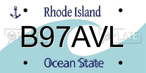 B97AVL Rhode Island License Plate