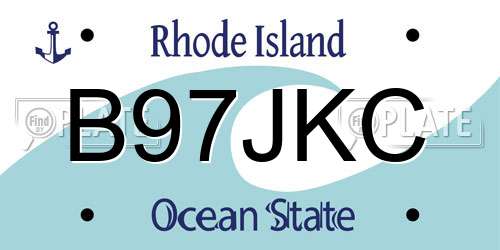 B97JKC Rhode Island License Plate