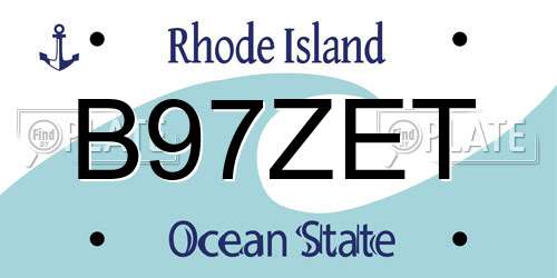 B97ZET Rhode Island License Plate