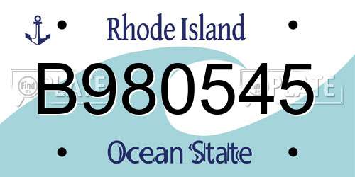 B980545 Rhode Island License Plate