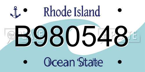 B980548 Rhode Island License Plate